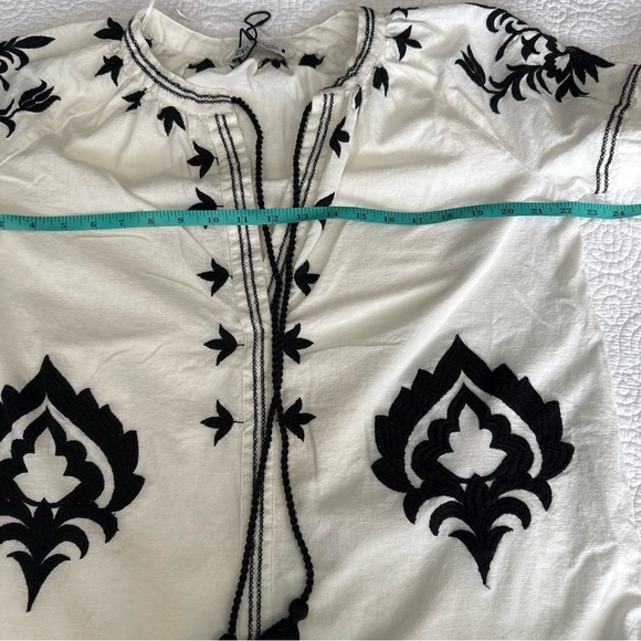 Zara Monochrome Embroidered Long Sleeve Dress - Picture 11 of 12